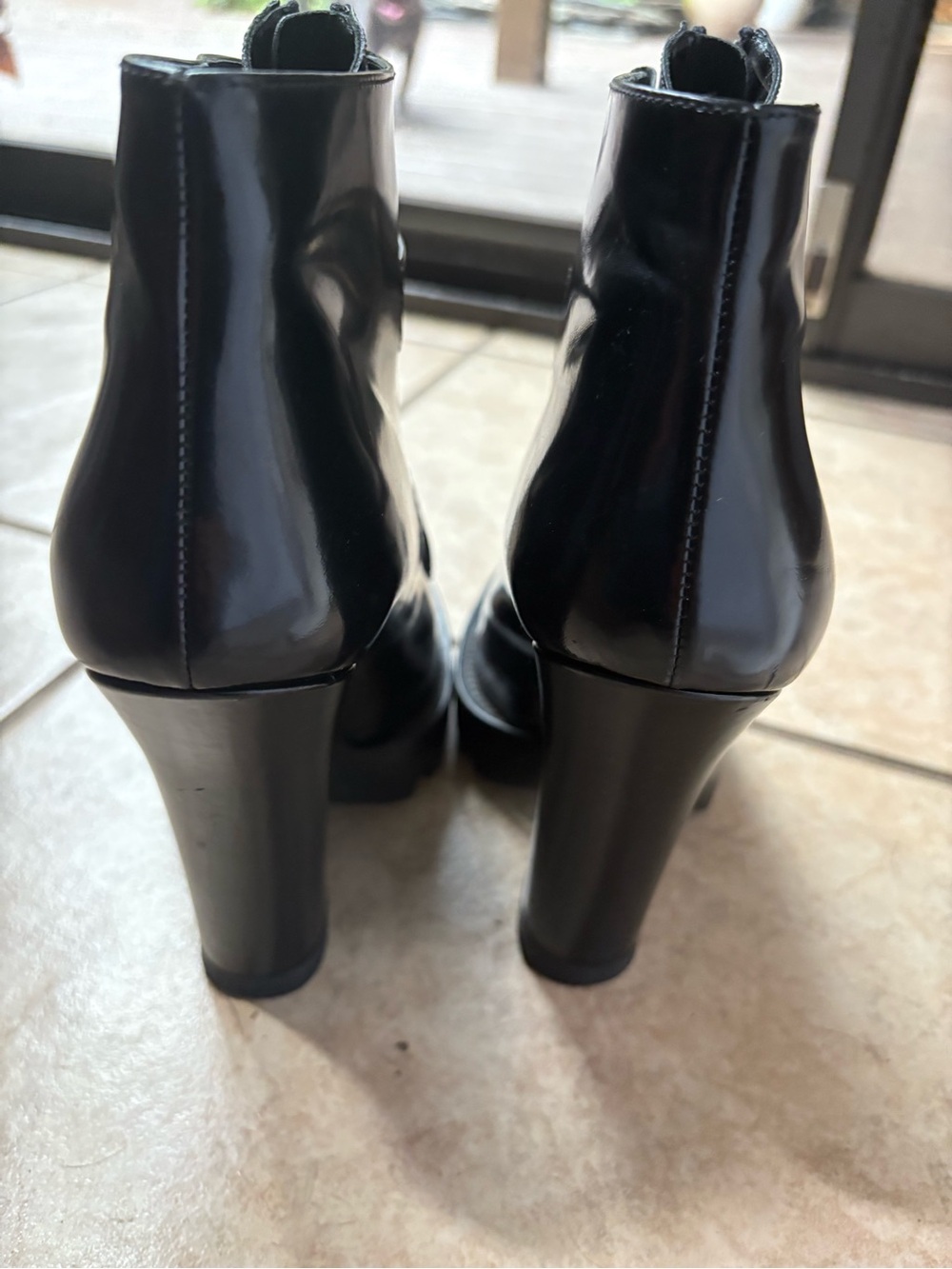 Prada Black Patent Leather Zip & Buckle Ankle Boots - Picture 2 of 9